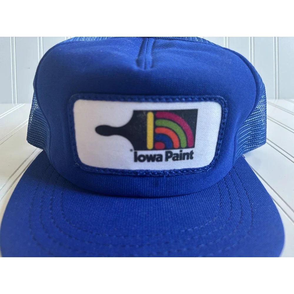 vintage blue patch Iowa Paint trucker‎ painters hat cap mesh snapback One Size